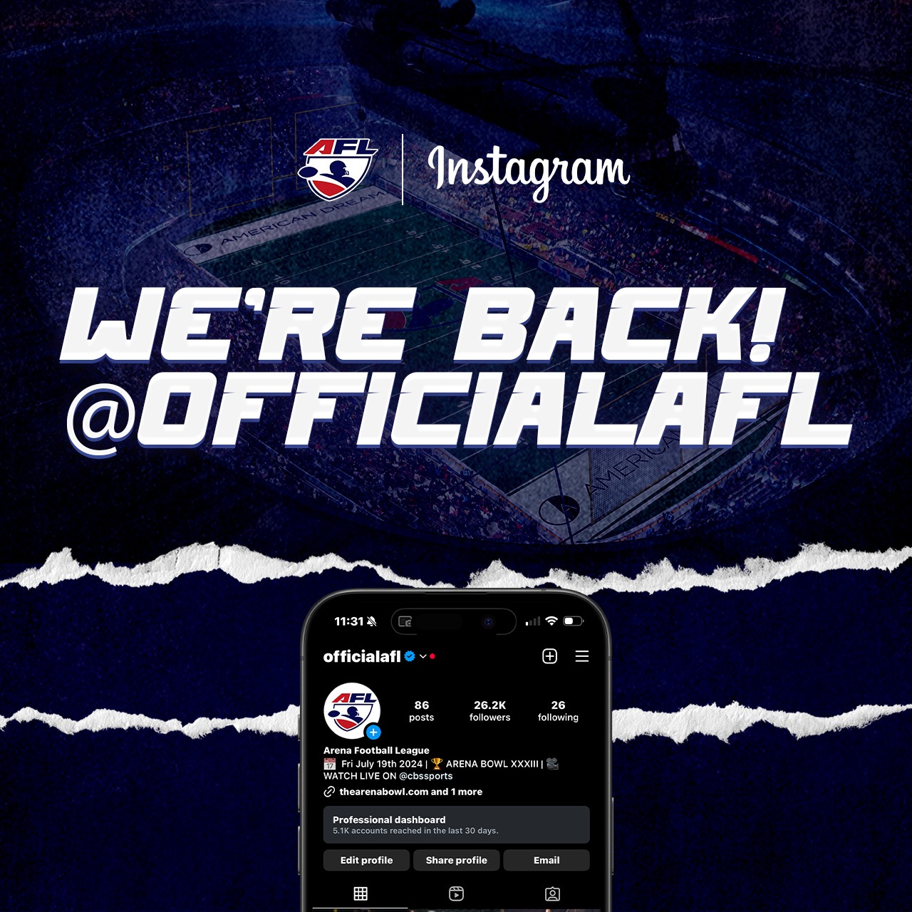 Arena Football League Reclaims Instagram Account After Successful Collaboration with Meta